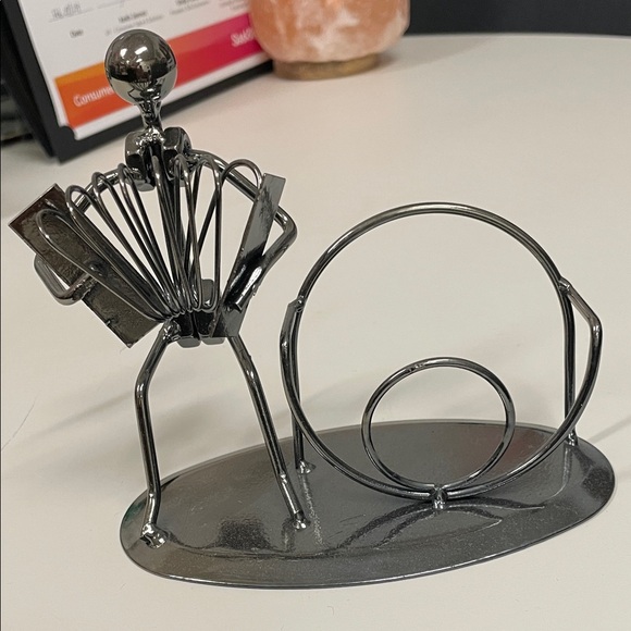 Handmade Other - Metallic Musician accordian player business card Sculpture